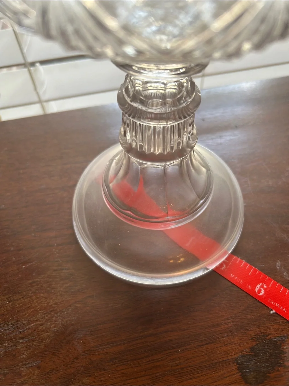 Vintage Antique Clear Glass Oil Lamp with Etched Pattern